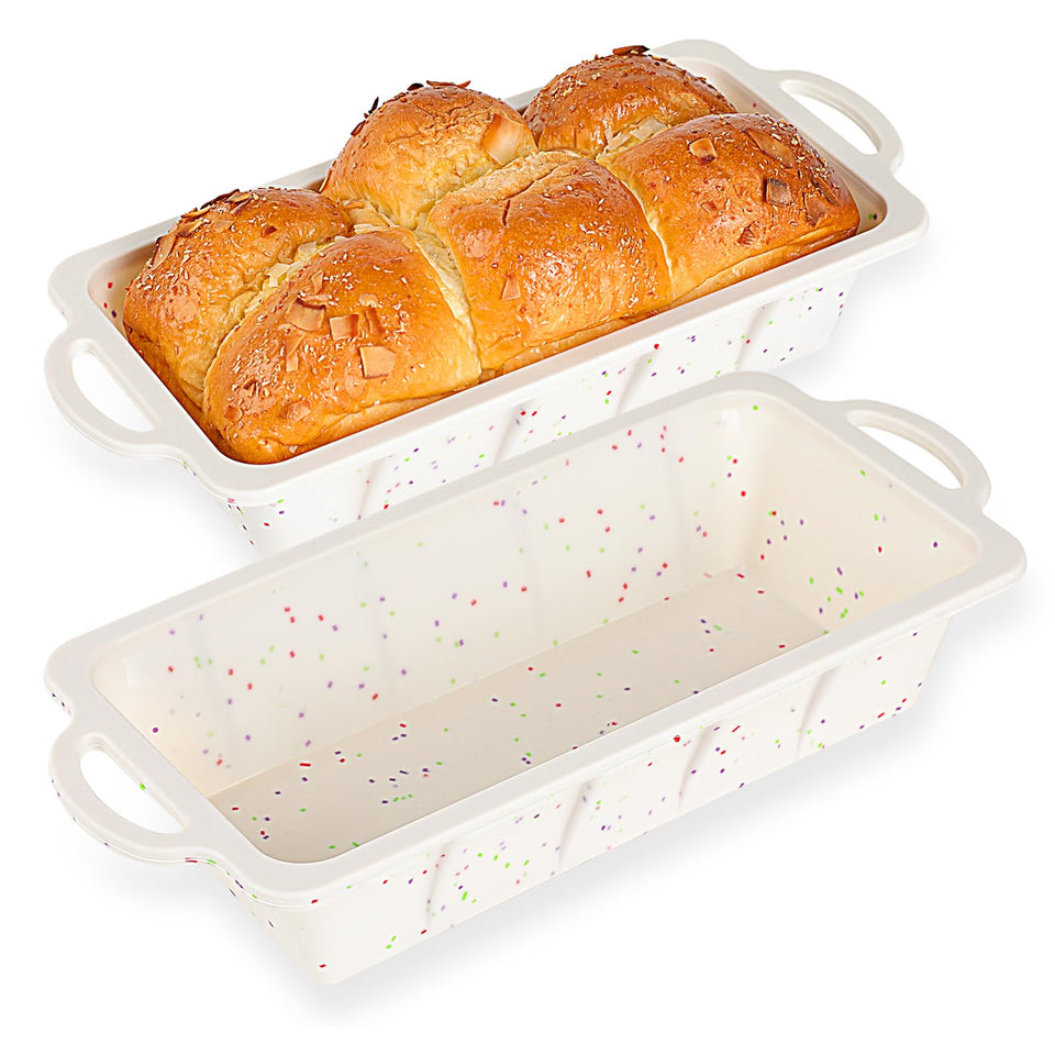 Vinino silicone bread pan inside view, easy release and flexible bake surface.