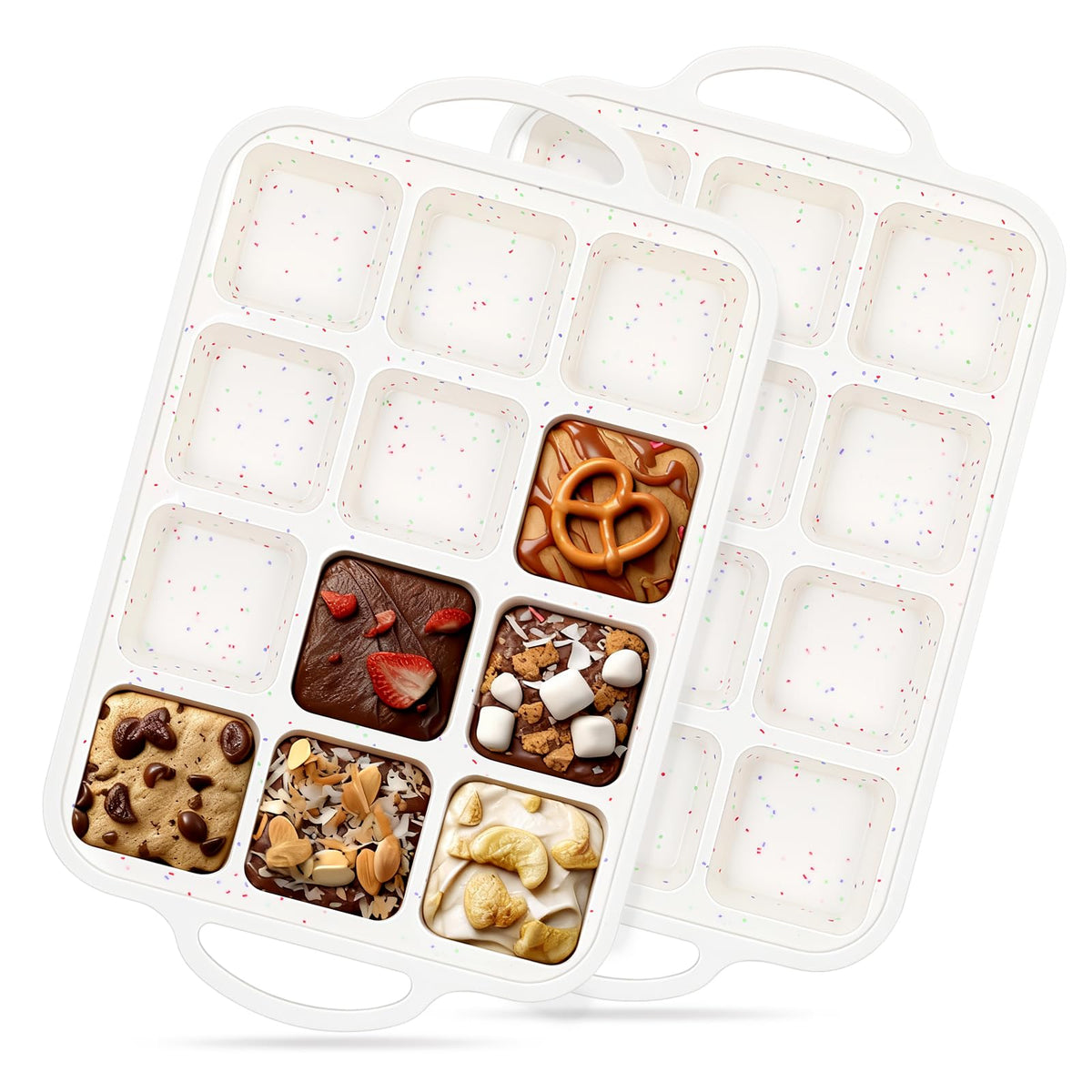 Vinino silicone brownie pan with dividers for evenly portioned treats and easy release.