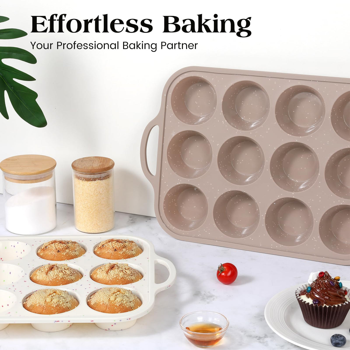 Vinino silicone muffin pan dishwasher safe for effortless cleanup.