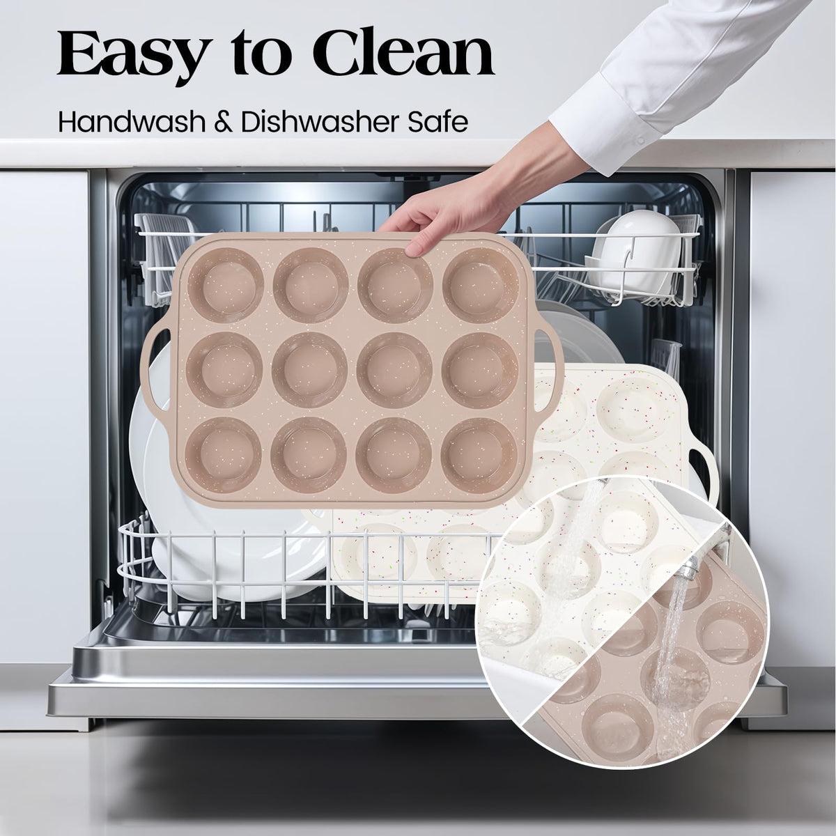 Vinino muffin pan easy storage thanks to flexible silicone and compact design.