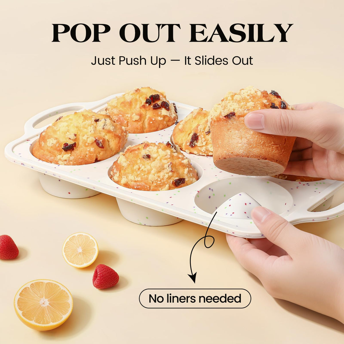 Vinino silicone muffin pan with metal reinforced frame for durable baking