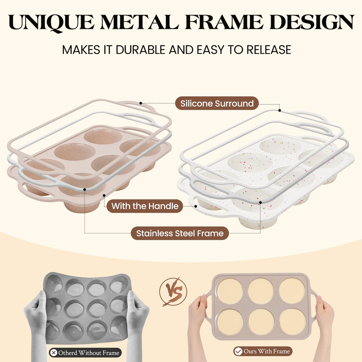 Vinino silicone muffin pan nonstick release for effortless muffins