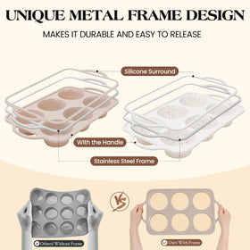 Vinino silicone muffin pan nonstick release for effortless muffins