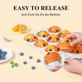 Vinino nonstick release makes muffins pop out cleanly.