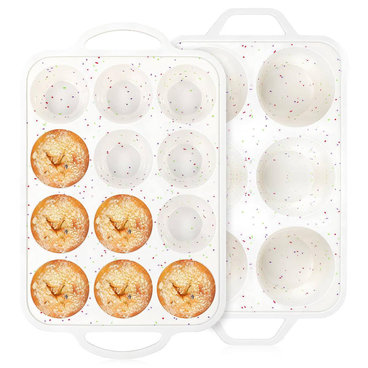 Vinino regular 12-cup silicone muffin pan with a sturdy frame for easy handling.