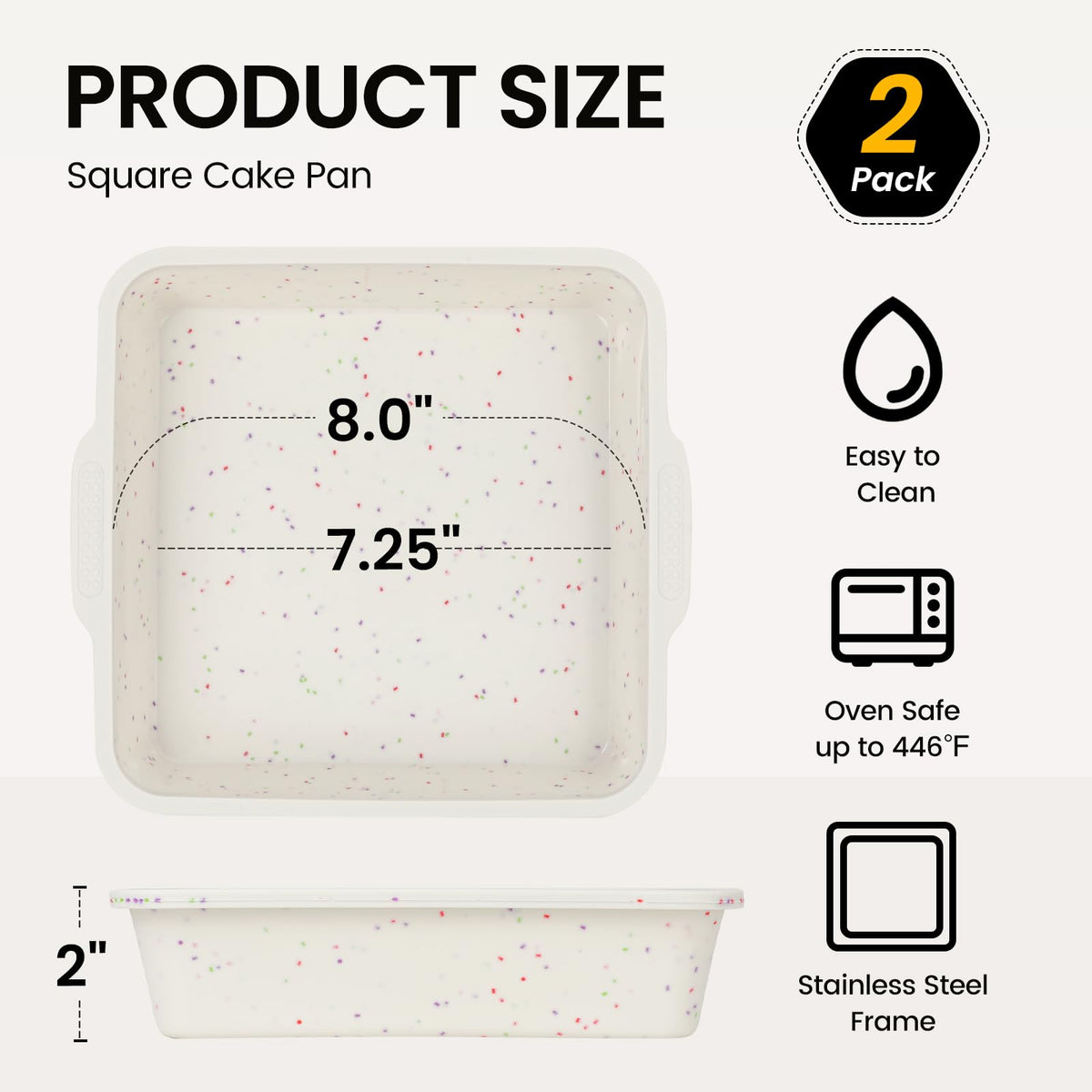 Vinino silicone square mold offers flexible release for clean cakes.