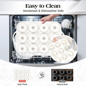 Vinino stackable design saves kitchen space after baking sessions.