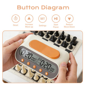 VINJOE Chess Clock side view showing accessible buttons for quick starts.