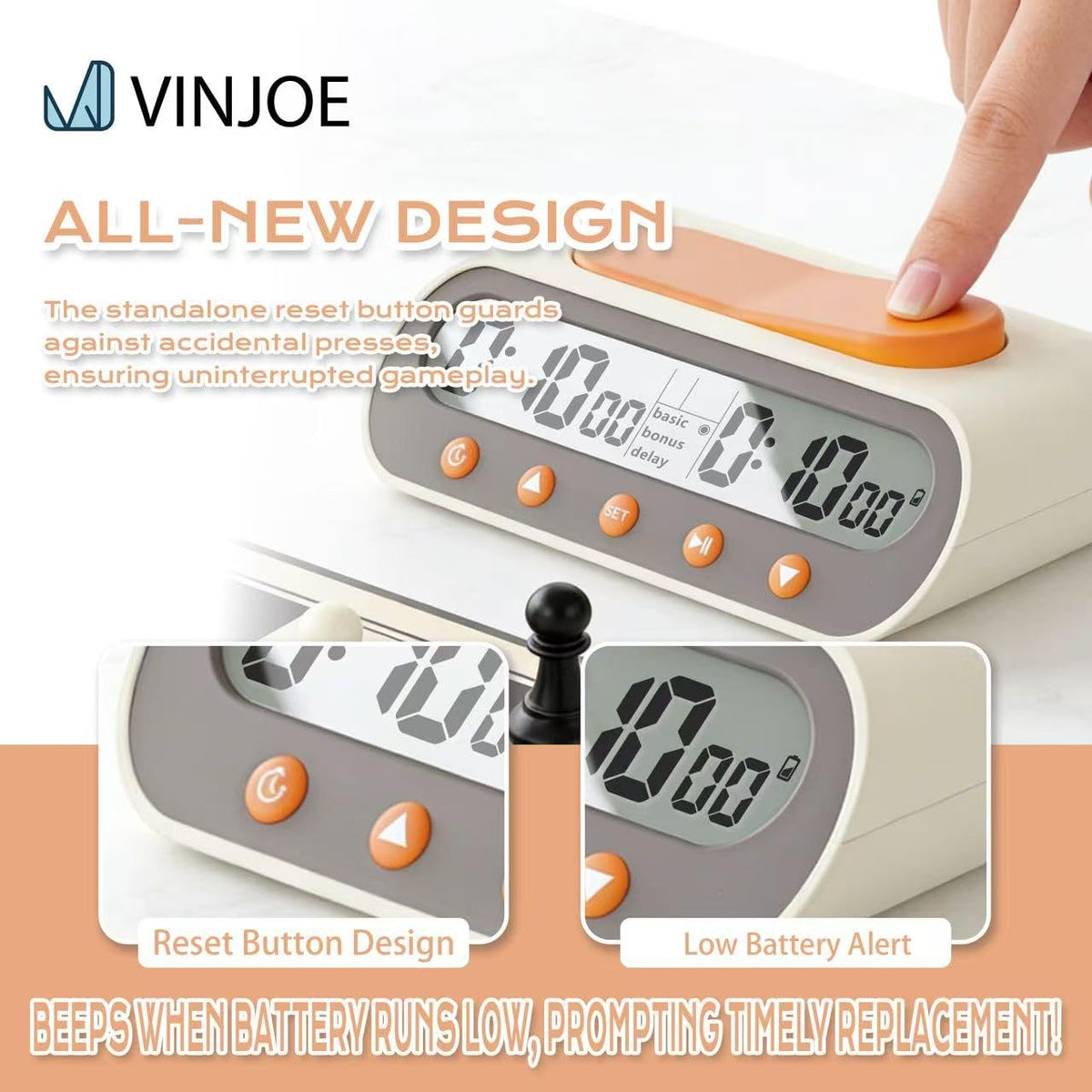 VINJOE Digital timer display highlighting precise timing for fast moves.