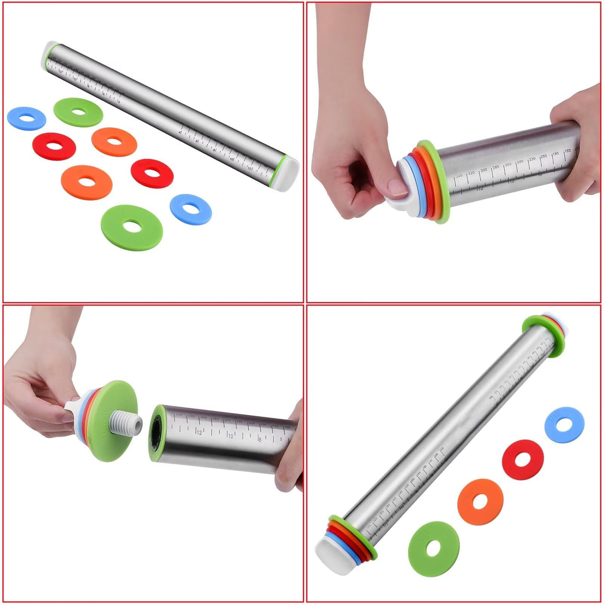 Vinoil measuring baking mat paired with rolling pin for consistent results.