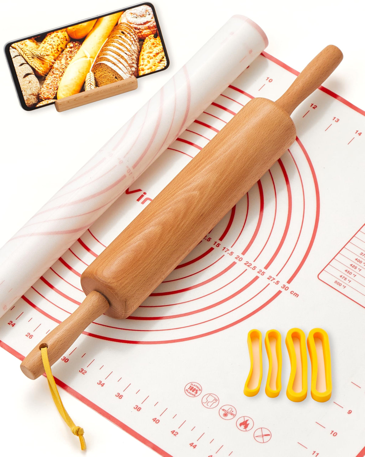 Vinoil Classic Wood Rolling Pin rolling dough for cookies and pies.