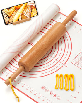 Vinoil Classic Wood Rolling Pin rolling dough for cookies and pies.