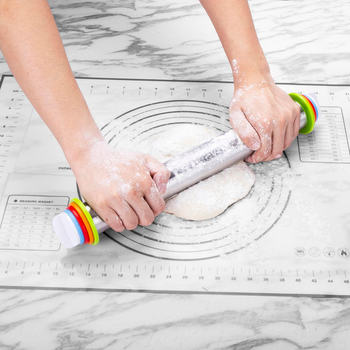 Vinoil dough prep set aids pizza, pie, and pastry work.