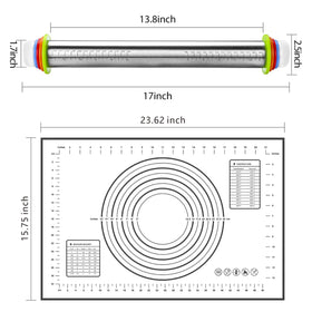 Vinoil rolling pin with detachable rings shows multiple thickness options.