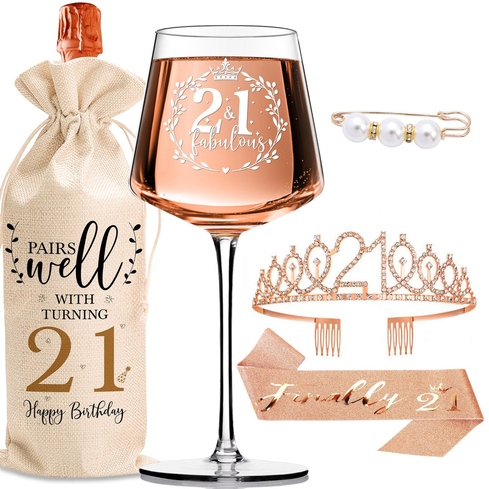 Vintacicle 21st birthday crystal wine glass ready for toasts