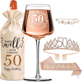 Vintacicle wine glass with engraving for 50th celebration