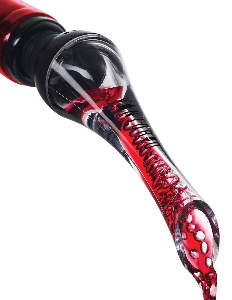 Vintorio wine aerator pourer aeration-chamber in black enhances aroma