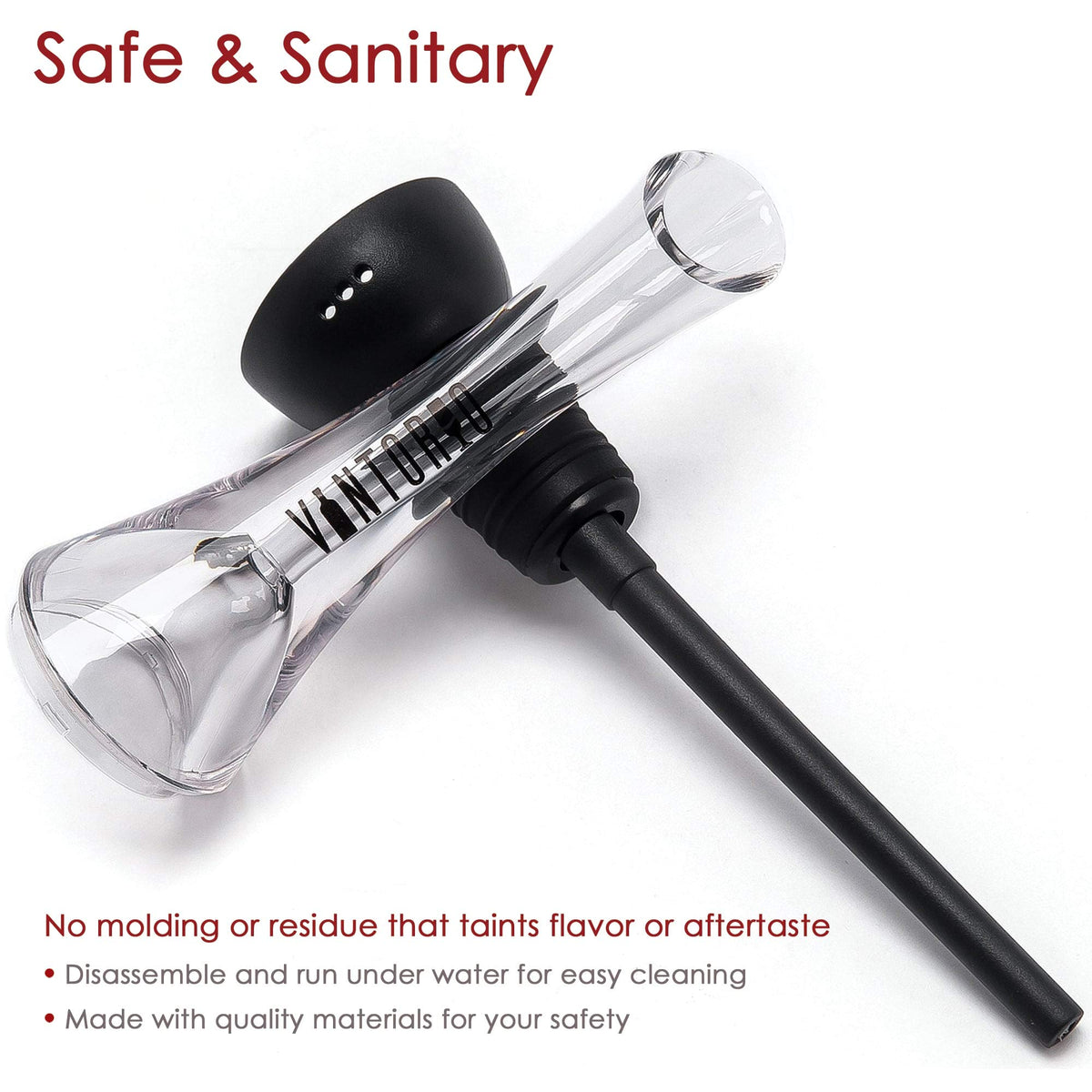 Vintorio wine aerator pourer bottle-fit in black works with many bottles