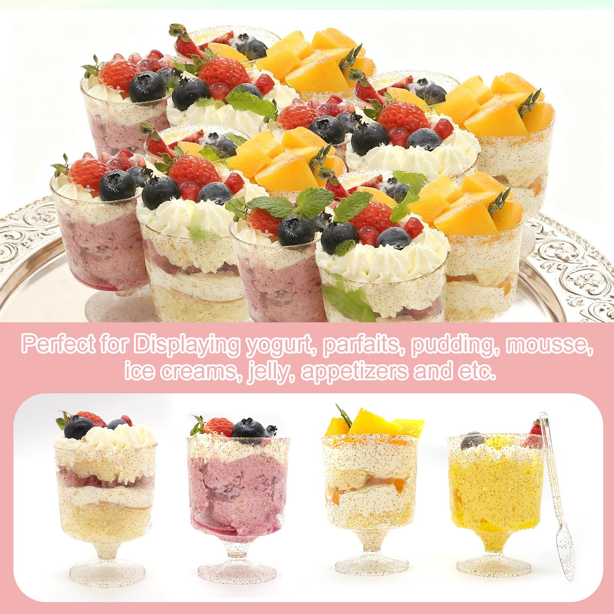 Vintrol dessert set keeps cups and spoons organized for events.