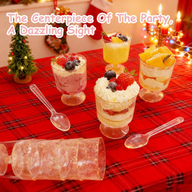 Vintrol party cups with gold accents enhancing tableware aesthetics.