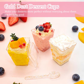 Vintrol square design parfait cups add modern dessert presentation.