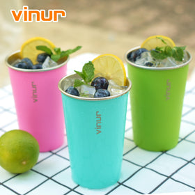 VINUR apple green pint cup, versatile for wine, coffee, or smoothies.
