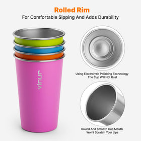 VINUR hot red stainless steel pint cup, shatter-proof for poolside and travel.