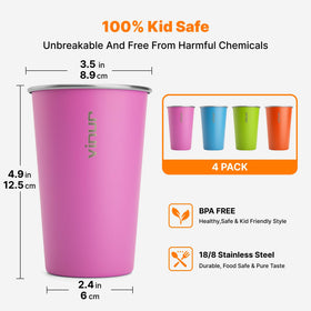 VINUR stainless steel pint cup orange, durable and reusable for events and picnics.