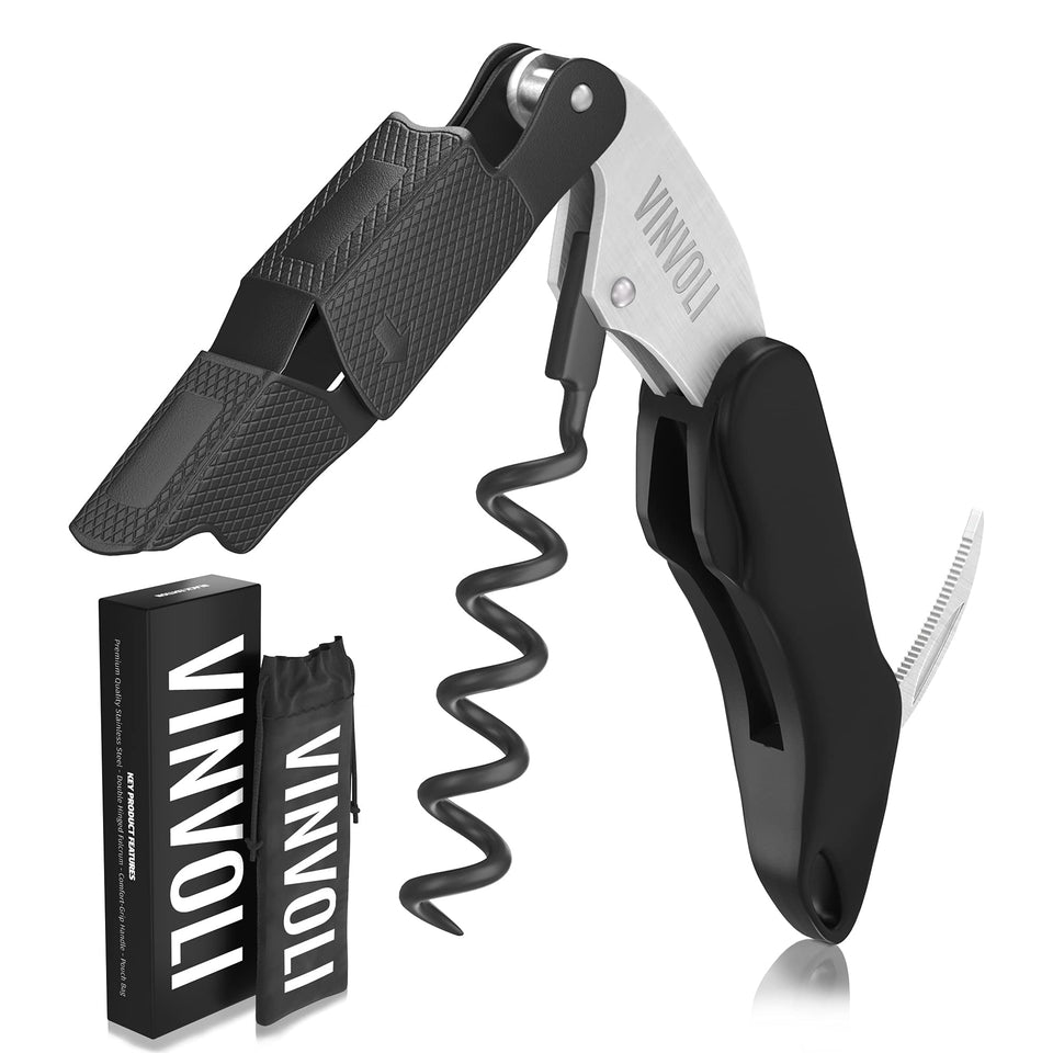 Vinvoli 3-in-1 corkscrew in black edition opens corks smoothly