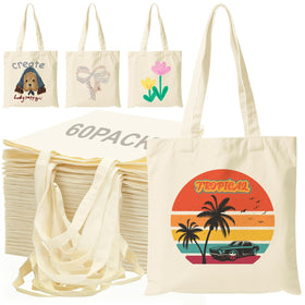 Viobepass 60-pack canvas tote 13x15 inches ready for sublimation customization.