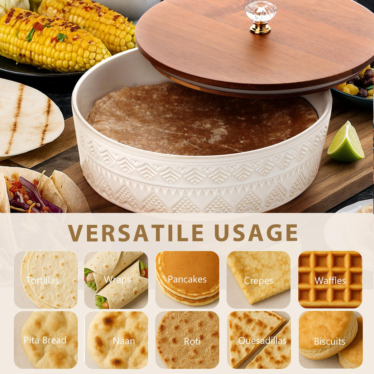 Viosuniu elegant tortilla warmer enhances Cinco de Mayo and Taco Tuesday.