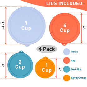 Viotiin 2 cup lid for Pyrex bowls, flexible silicone seals tight for spill prevention.