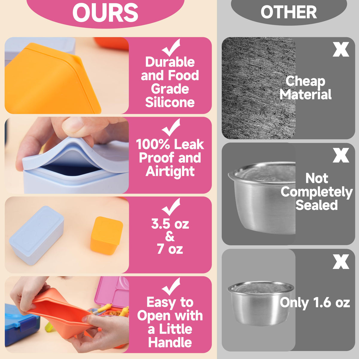 Viotiin airtight leak-proof containers prevent spills in bags and lunch boxes