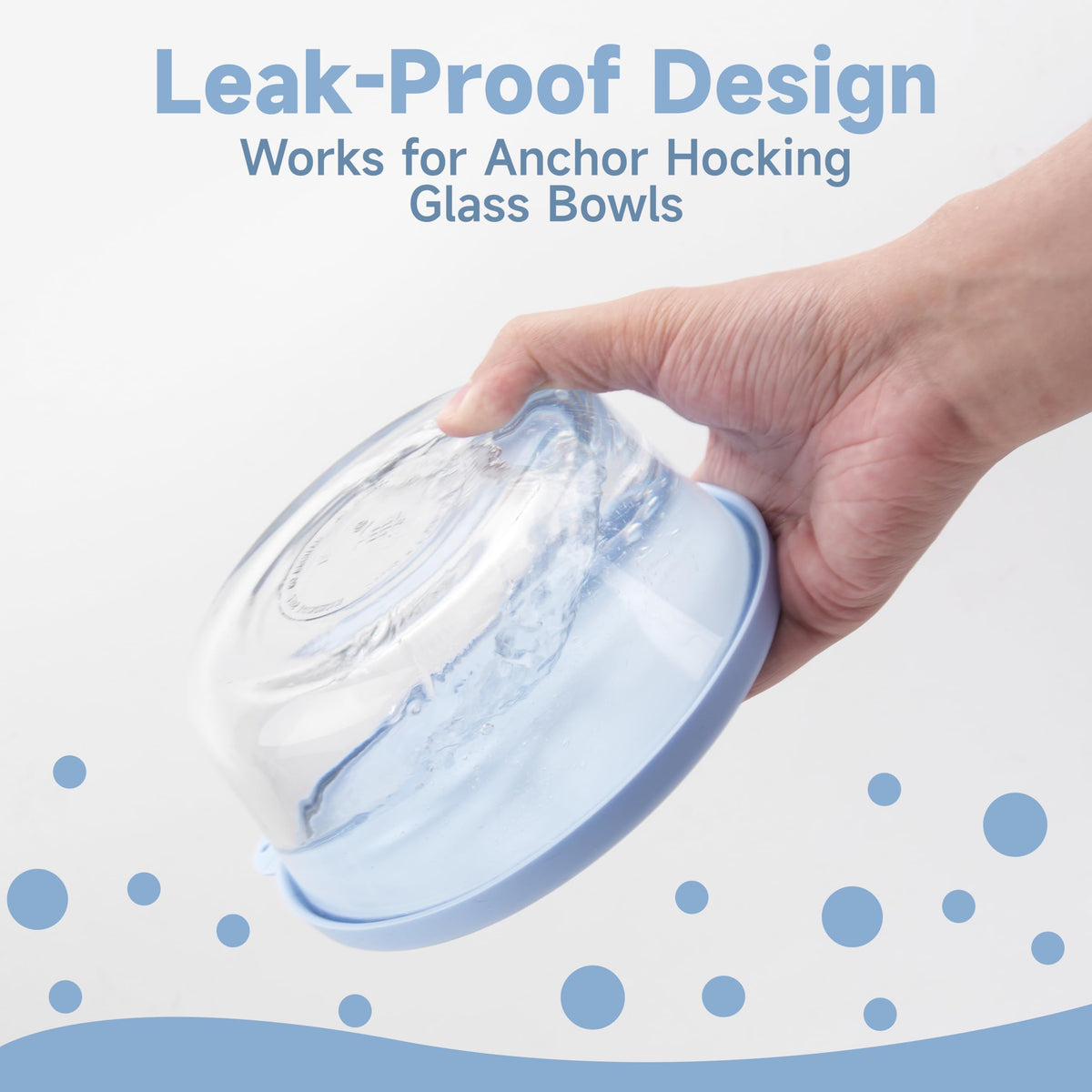 Lid shown on Anchor Hocking bowl to demonstrate snug fit