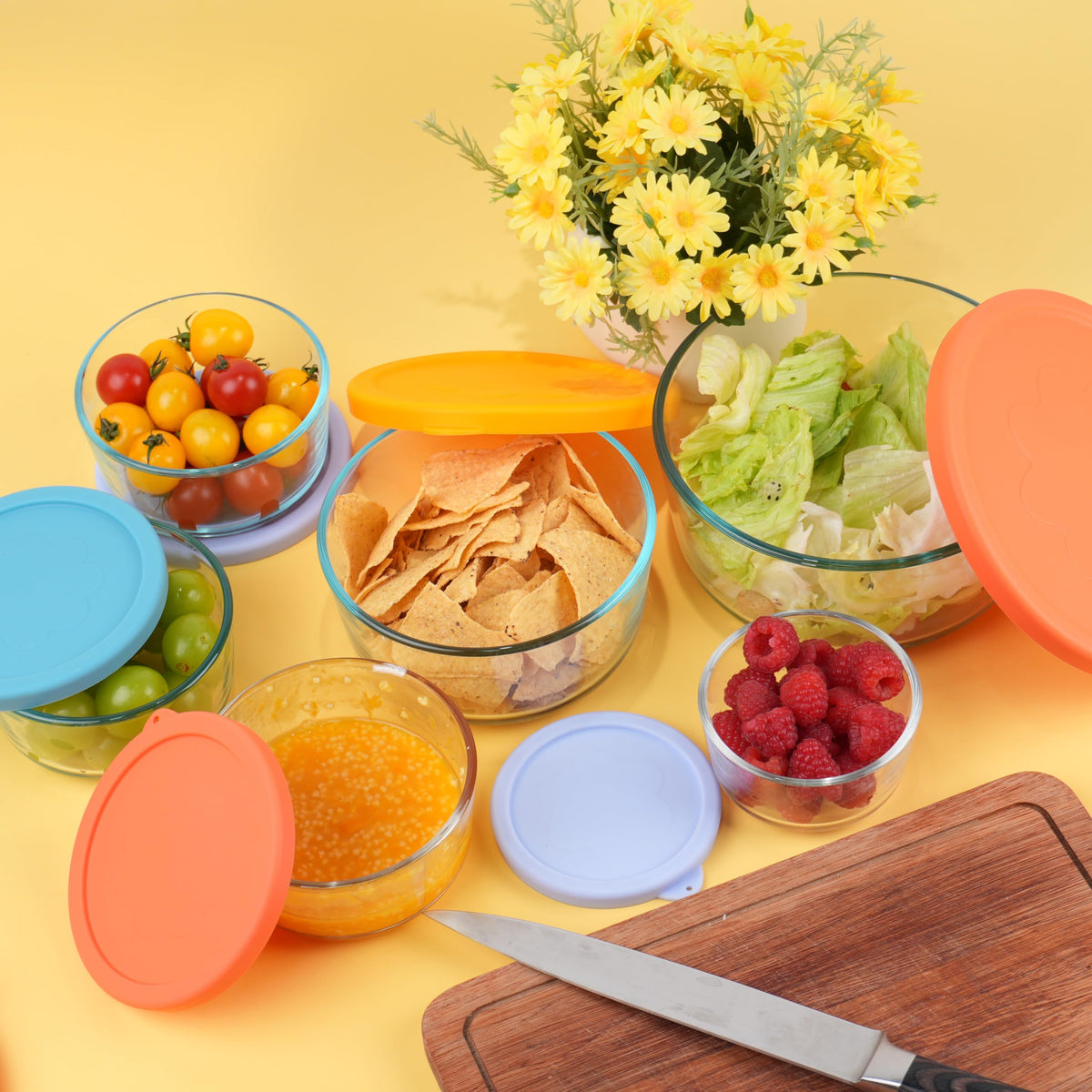 Viotiin bundle lids designed for Pyrex bowls (container not included)