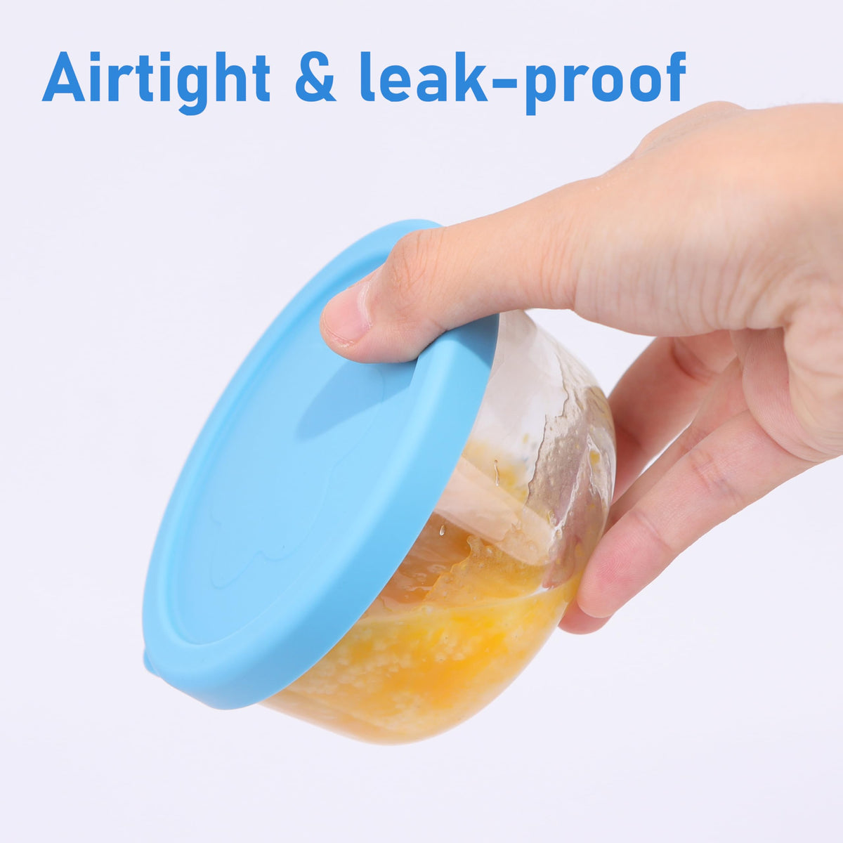 Viotiin leak-proof lid seals glass bowls to prevent spills.