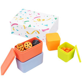 Viotiin cuboid silicone dip containers in OmieBox for kid-friendly sauces on the go