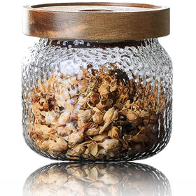 Viovian 10 oz glass jar with lid shows clear view for pantry storage