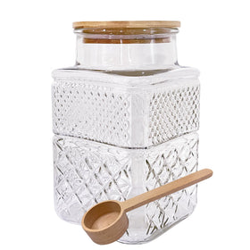 Viovian large glass jar with bamboo lid for clear pantry storage