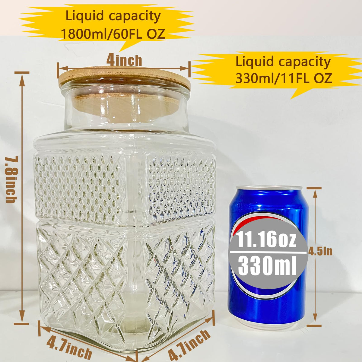 Viovian square jar wide mouth for easy pouring