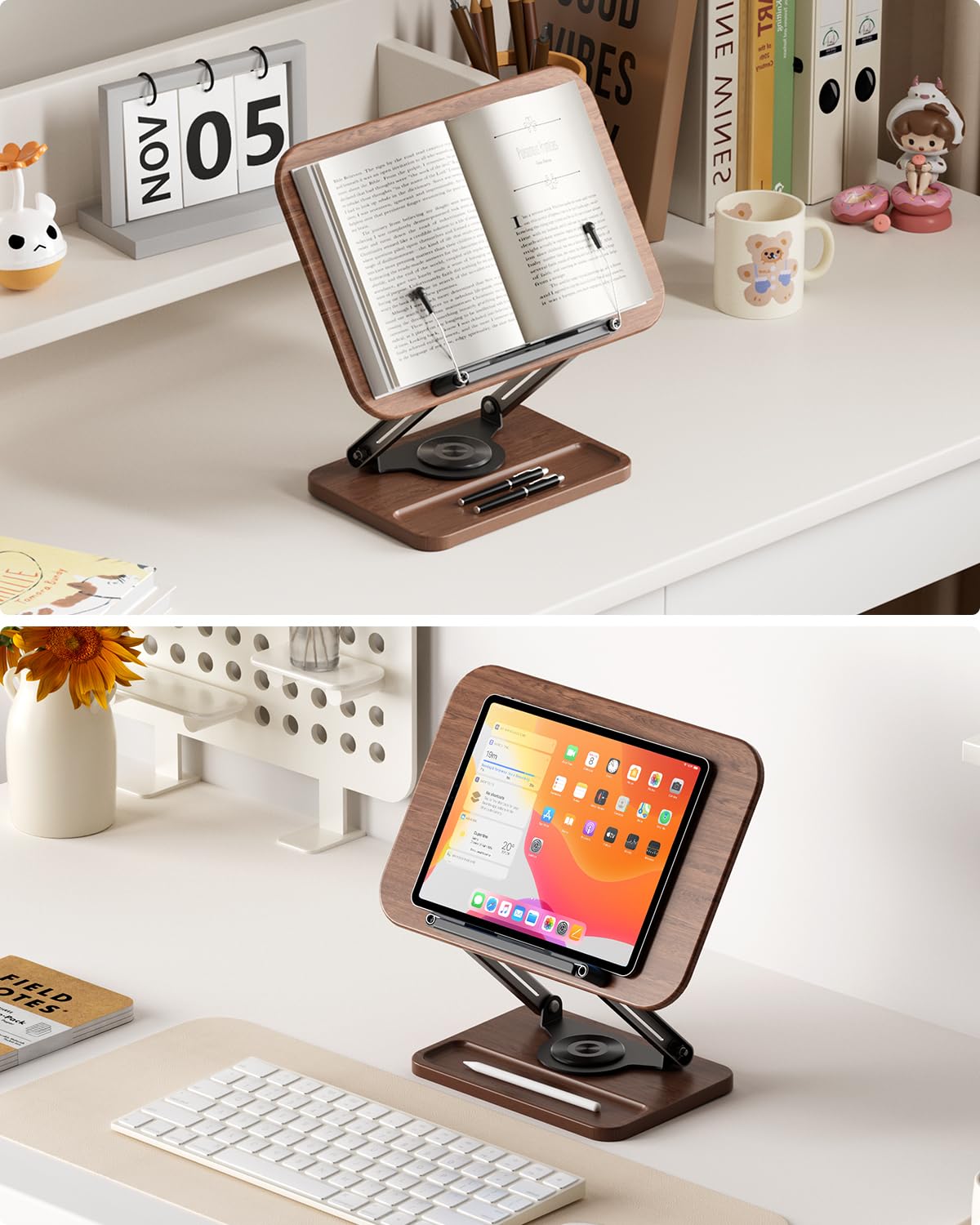 Viozon book stand foldable design for compact storage and transport
