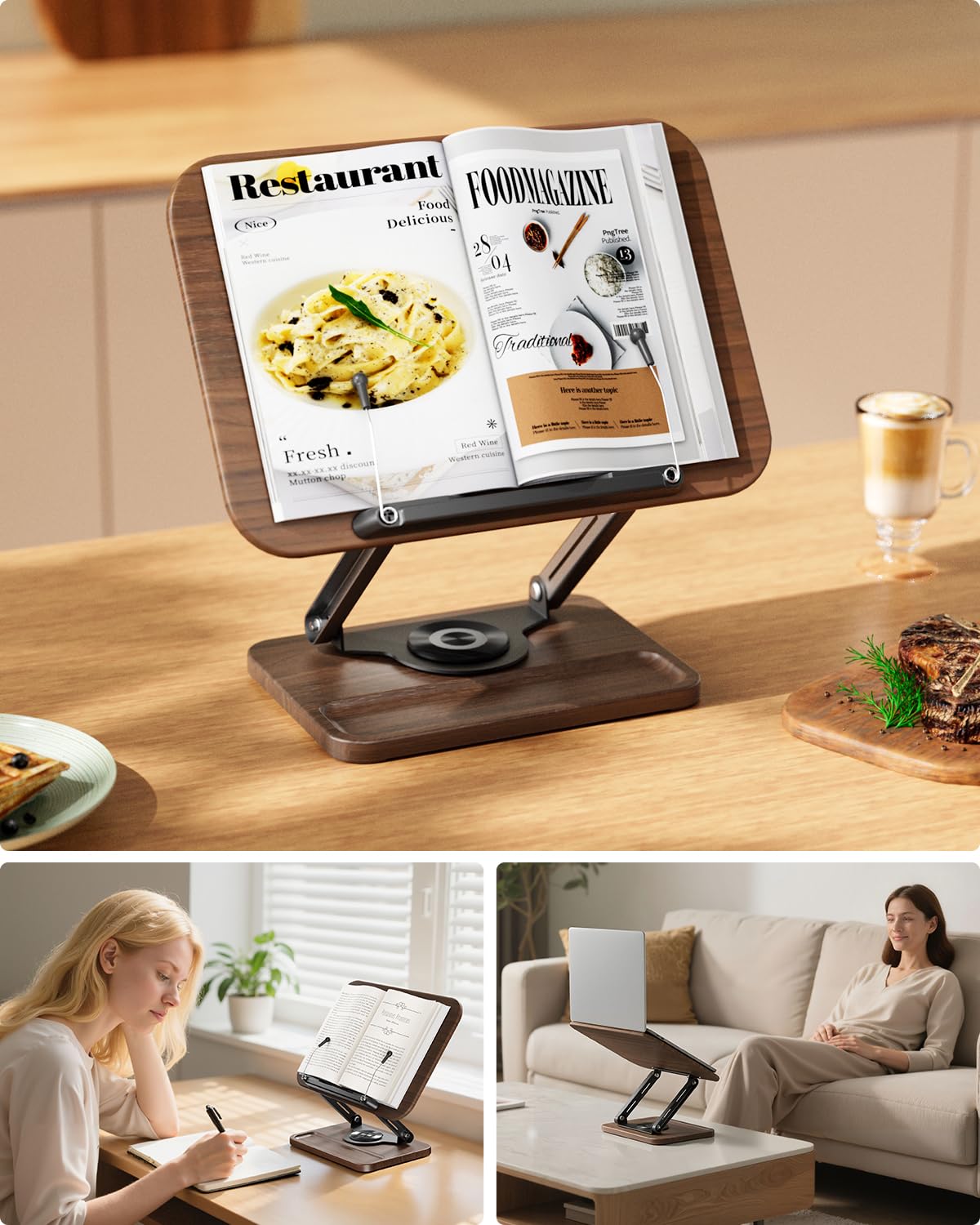 Viozon book stand storage tray keeps pens and notes within reach