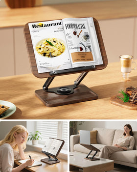 Viozon book stand storage tray keeps pens and notes within reach