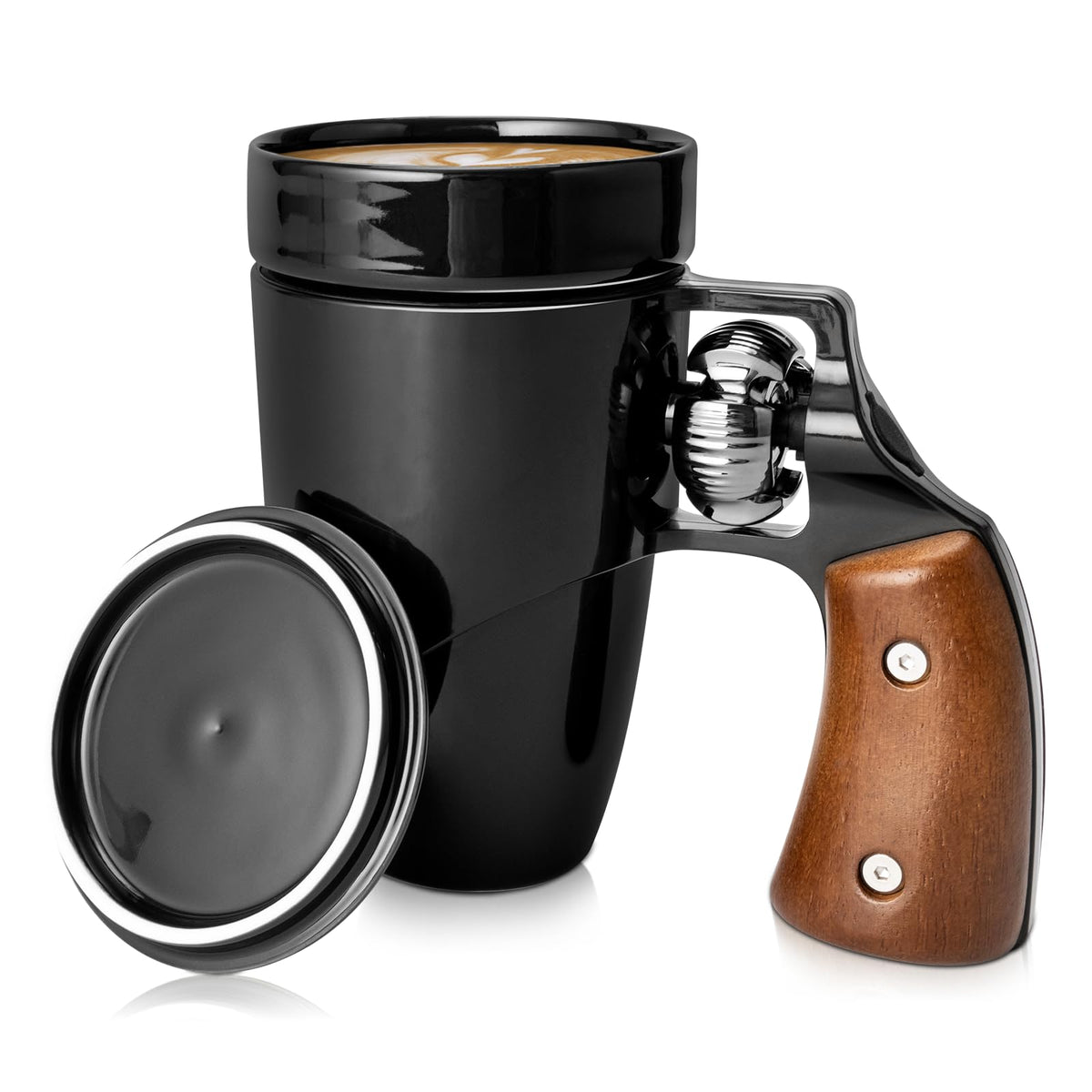 VIREESR revolver mug with ergonomic handle for comfortable grip during coffee