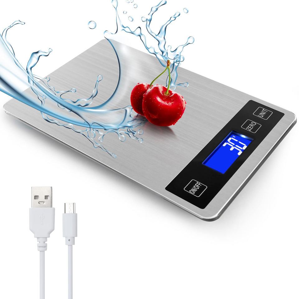 VIRENZZO 33lb kitchen scale front view for precise ingredient weighing.