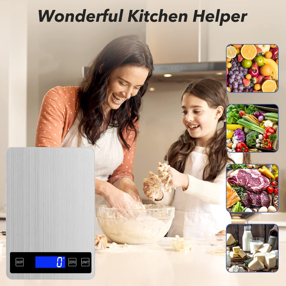 VIRENZZO tare function enables easy weighing of ingredients.