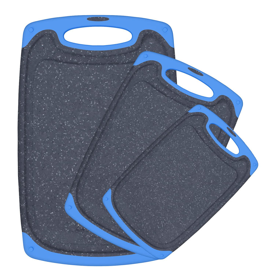 Viretang blue large cutting board with non-slip base for steady meat prep and controlled juices