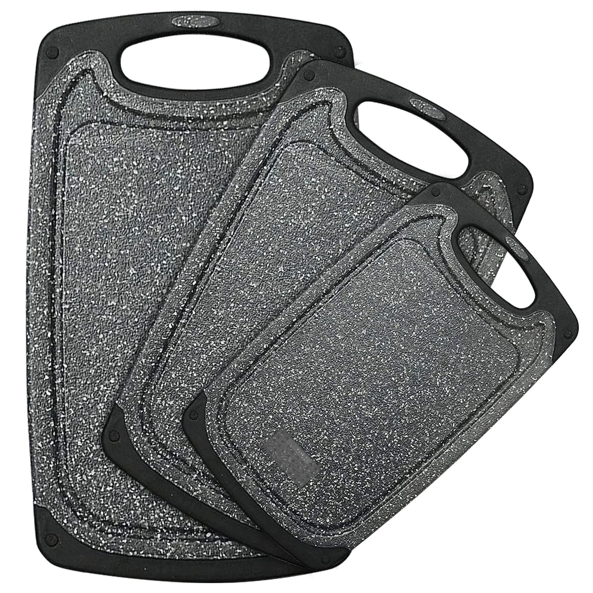 Viretang plastic cutting board set in dark grey with three sizes for versatile prep