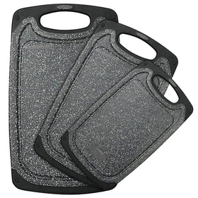 Viretang plastic cutting board set in dark grey with three sizes for versatile prep