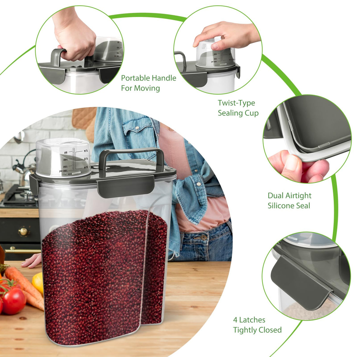 Viretec BPA-free durable material shown for long-lasting kitchen use.